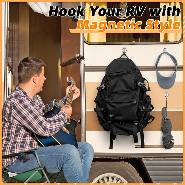 Alt view image 4 of 7 - 150 LBS Heavy Duty Magnetic Hook, Strong Magnetic Hooks, 10 Pack Magnetic Hooks with Swivel Carabiner, Magnetic Hooks for Hanging, Cruise Cabins, Office, Kitchen, RV