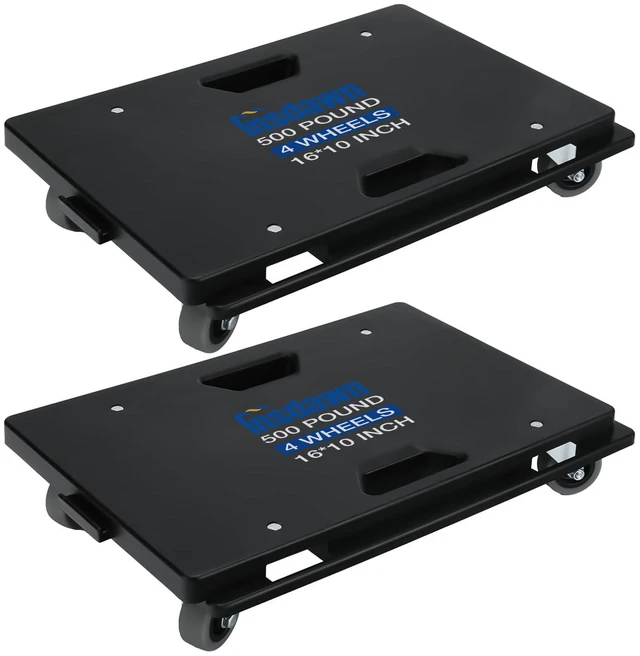 Main image of 2 Pack Furniture Dolly Upgraded Dollies Connectable with 4 Wheels Small Flat Dolly Cart with 500 LBS Capacity for Heavy Appliance, Black