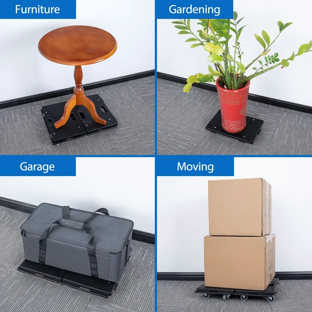 Alt view image 6 of 7 - 2 Pack Furniture Dolly Upgraded Dollies Connectable with 4 Wheels Small Flat Dolly Cart with 500 LBS Capacity for Heavy Appliance, Black