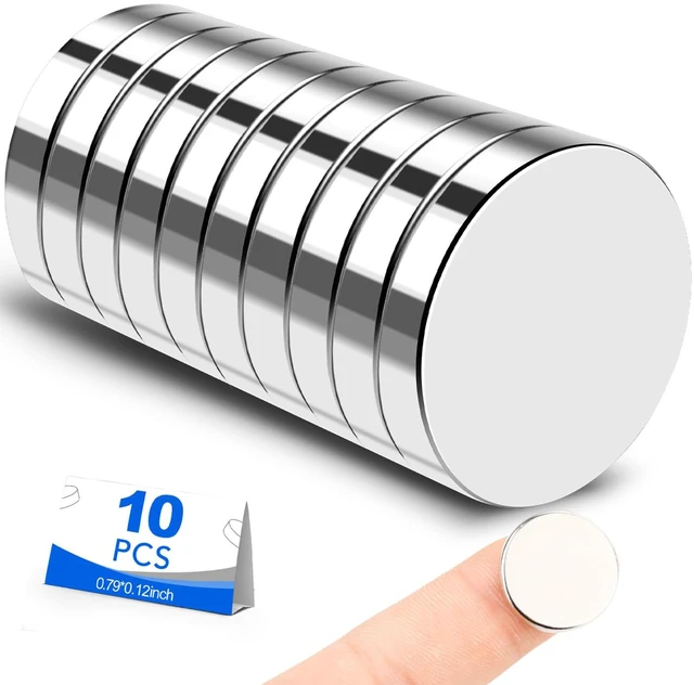 Main image of Small Magnets, 10 Pack Refrigerator Magnets 20x3mm Rare Earth Magnets Neodymium Magnets for Crafts, Whiteboard, Kitchen Cabinet