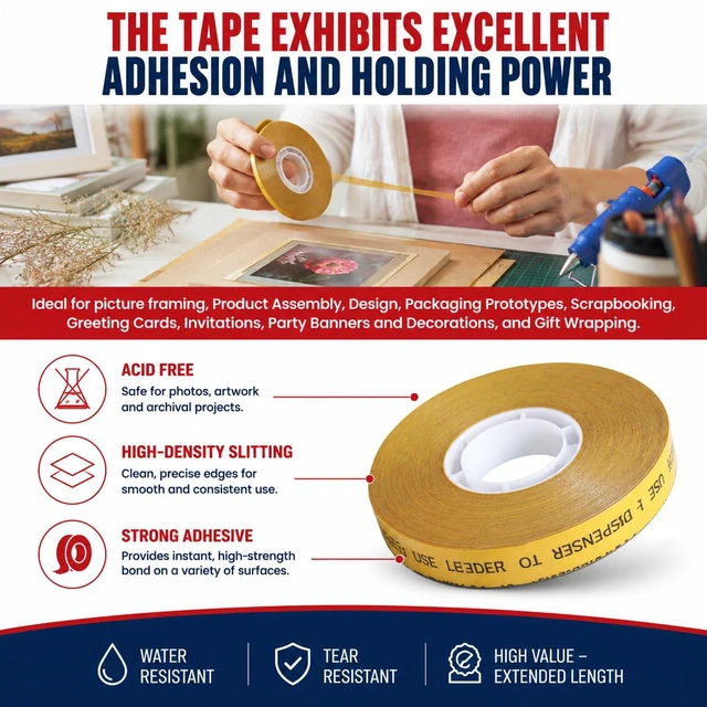 Alt view image 3 of 6 - ATG Tape Refills, 1/2 Inch x 36 Yards (Pack of 12), Acid-Free Adhesive Transfer Tape, Double-Sided Reverse Wound ATG Gun Refills for Picture Framing, Scrapbooking, Crafts and Packaging