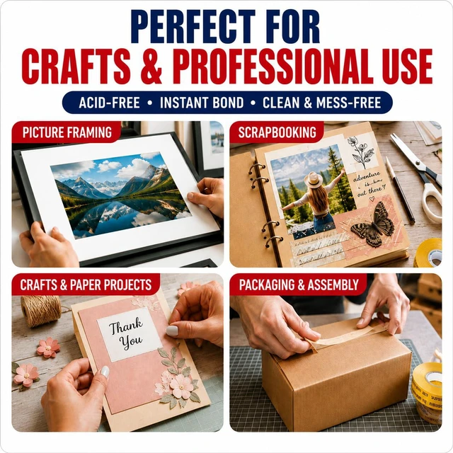 Alt view image 4 of 6 - ATG Tape Refills, 1/2 Inch x 36 Yards (Pack of 12), Acid-Free Adhesive Transfer Tape, Double-Sided Reverse Wound ATG Gun Refills for Picture Framing, Scrapbooking, Crafts and Packaging