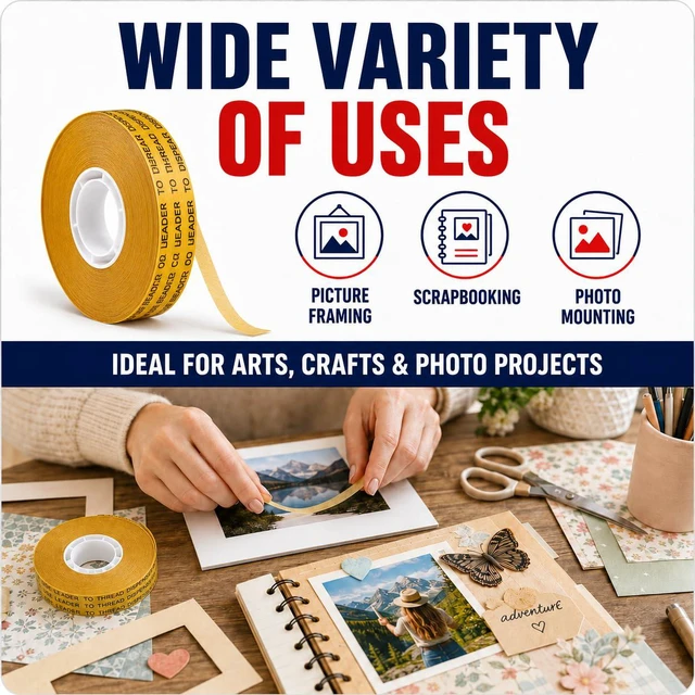 Alt view image 5 of 6 - ATG Tape Refills, 1/2 Inch x 36 Yards (Pack of 12), Acid-Free Adhesive Transfer Tape, Double-Sided Reverse Wound ATG Gun Refills for Picture Framing, Scrapbooking, Crafts and Packaging