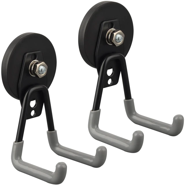 Main image of Heavy Duty Magnetic Hooks,Strong Large Magnet Hooks for Power Drill,Garden Tools, Hose,Pegboard,Garage, Workshop,2 Pack Magnetic Storage Hooks for Indoor Outdoor Hanging(Gray)