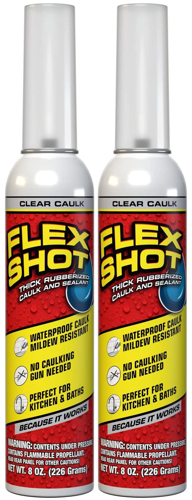 Main image of Flexible Rubber Silicone Sealant, Waterproof Caulk, UV Resistant, No Caulk Gun Needed, Perfect for Kitchen, Bath, Showers, Sinks, Baseboards, Clear, 8oz, 2-Pack