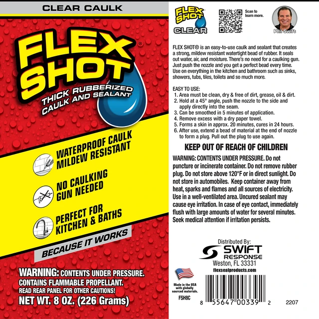 Alt view image 2 of 7 - Flexible Rubber Silicone Sealant, Waterproof Caulk, UV Resistant, No Caulk Gun Needed, Perfect for Kitchen, Bath, Showers, Sinks, Baseboards, Clear, 8oz, 2-Pack