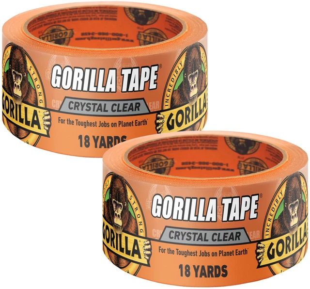Main image of Crystal Clear Tape, 1.88" x 18 yd, 2-Pack, Weather Resistant Extra Thick Adhesive, Waterproof Backing, Grips Rough Surfaces, Ideal for Indoor or Outdoor Use