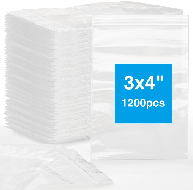 Main image of 1200Pcs 3x4 inch Small Plastic Bags, Clear, 2 Mil Resealable, Zip Top Bags for Small Business, Jewelry Storage, Travel, Packaging, Home, Office, Party Organizing