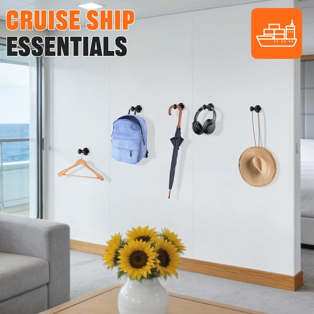 Alt view image 7 of 7 - Magnetic Hooks 8 PCS 150lb Magnet Hook Cruise Cabins (Black) Essentials Heavy Duty Wreath Hanger Strong Magnets for Classroom Whiteboard Wreath Coat Hanging Garage Cruise Ship Camping
