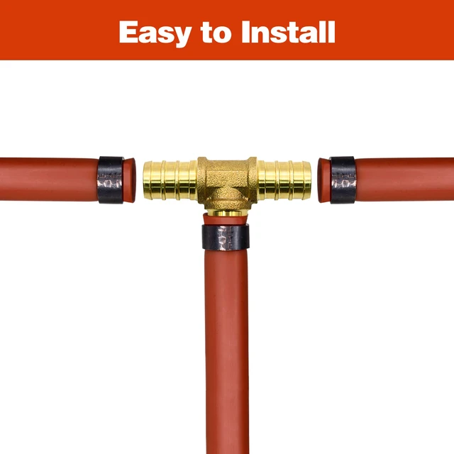 Alt view image 4 of 7 - 25 Pack 1/2" PEX Fittings, PEX Tee Fittings, Brass PEX Fittings for PEX Tubing Pipe