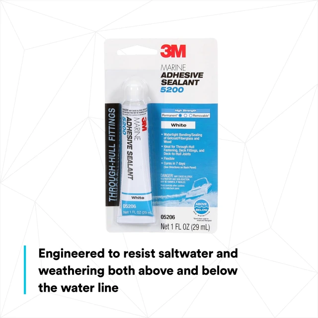 Alt view image 5 of 7 - Marine Adhesive Sealant 5200, White, 1 oz Tube Permanent Bonding and Sealing for Boats and RVs Above and Below the Waterline Waterproof Repair