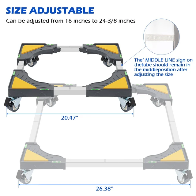 Alt view image 6 of 7 - Heavy Duty Dolly for Washing Machine Adjustable Mini Fridge Stand washer Dryer Stand Mobile Roller Universal Dolly Cart with 4 Lockable Wheels Mobile Base Stand for Washer Dryer Refrigerator