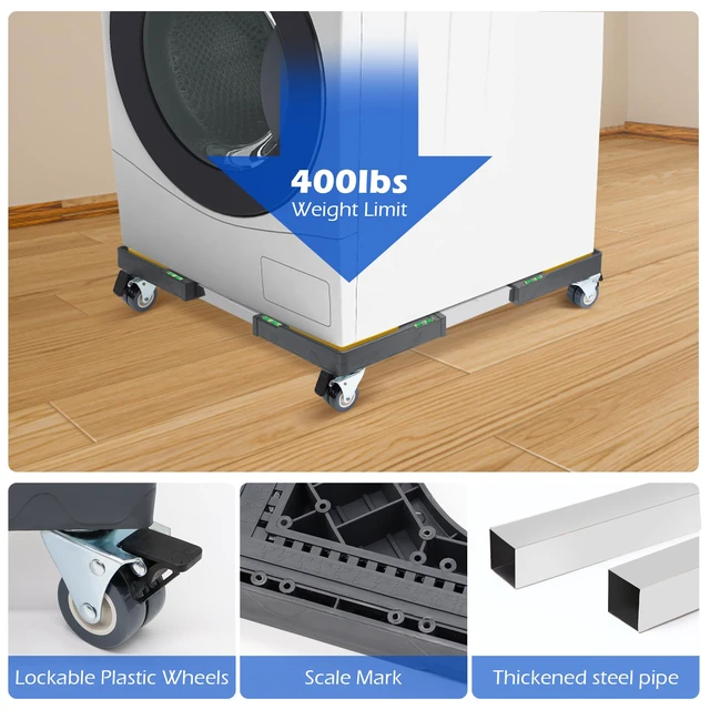 Alt view image 7 of 7 - Heavy Duty Dolly for Washing Machine Adjustable Mini Fridge Stand washer Dryer Stand Mobile Roller Universal Dolly Cart with 4 Lockable Wheels Mobile Base Stand for Washer Dryer Refrigerator