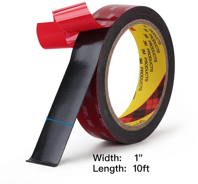 Alt view image 2 of 7 - Black Double Sided Foamided Foam Tape, 1 in x 10 ft Waterproof Adhesive Waterproof Foam Tape for Automotive Trim, Home Decor, Metal, Glass, And Plastic. Strong Hold for Indoor and Outdoor Use