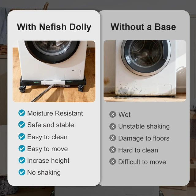 Alt view image 5 of 6 - Furniture Dolly Adjustable Mini Fridge Stand with Wheels Washing Machine Stand Mobile Roller with 4 Locking Swivel Wheel Universal Mobile Base Moving Cart for Dryer Refrigerator