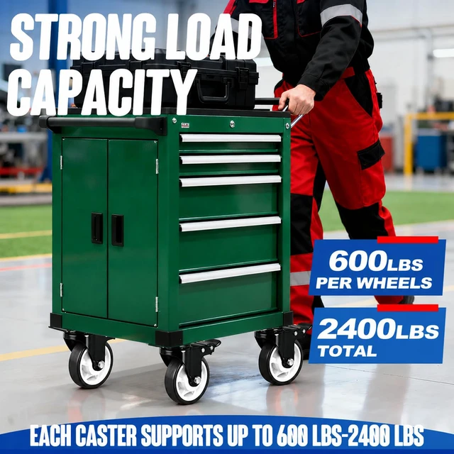 Alt view image 4 of 7 - Caster Wheels, 4 Inch Caster Set of 4, Dual Locking PU Casters 2400LB, Swivel Casters for Furniture, Workbench & Tool Cart Quiet, Floor Safe, Smooth Rolling