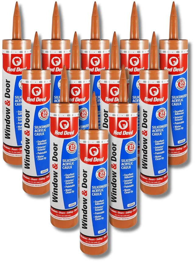 Main image of 084630 Window & Door Siliconized Acrylic Caulk, Cedar, 10.1 oz, Pack of 12, Made in USA