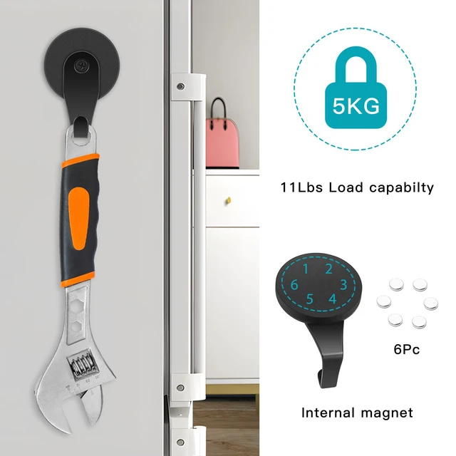 Alt view image 4 of 7 - Magnetic Wreath Hanger, 4 Pack Heavy Duty Magnets with Hook for Cruise Refrigerator, Christmas Decoration Magnetic Hooks for Metal Front Door, Cruise Hook Hanger for Hanging Cabins Grill Coat