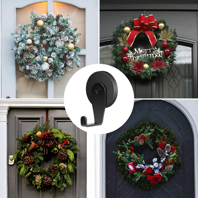 Alt view image 6 of 7 - Magnetic Wreath Hanger, 4 Pack Heavy Duty Magnets with Hook for Cruise Refrigerator, Christmas Decoration Magnetic Hooks for Metal Front Door, Cruise Hook Hanger for Hanging Cabins Grill Coat