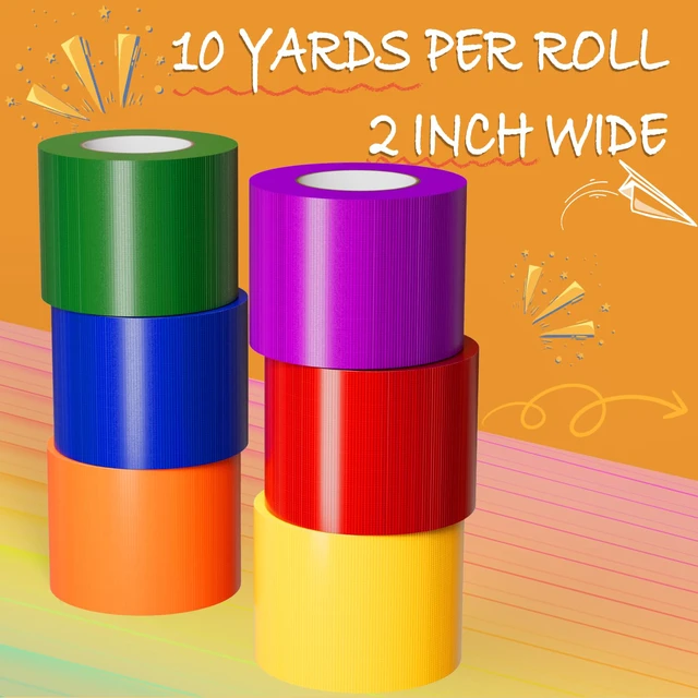 Alt view image 2 of 6 - 12-Pack Rainbow Colored Duct Tape 10 Yards x 2 Inch Heavy Duty, Waterproof Color Duct Tape Tear by Hand, Strong Adhesion No Residue for DIY, Packing, Marking and Arts & Crafts
