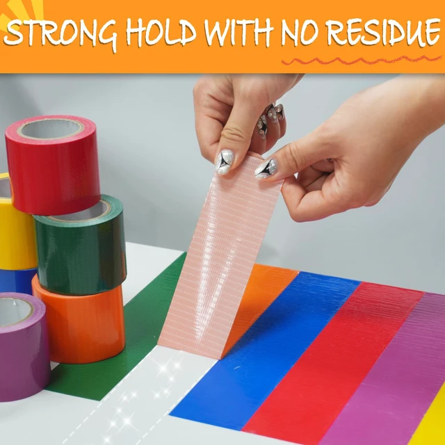 Alt view image 4 of 6 - 12-Pack Rainbow Colored Duct Tape 10 Yards x 2 Inch Heavy Duty, Waterproof Color Duct Tape Tear by Hand, Strong Adhesion No Residue for DIY, Packing, Marking and Arts & Crafts