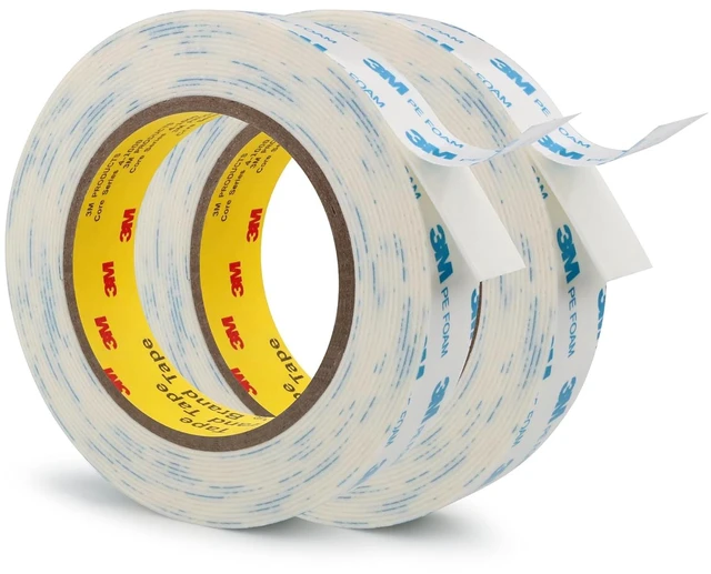Main image of 3M 1600T Double Sided Tape, 0.75 in x 18 ft White PE Foam Tape, 2 Pack 0.04 in Thick, Removable from Smooth Surfaces, for RV, Pictures, Posters, Frames and Home Décor