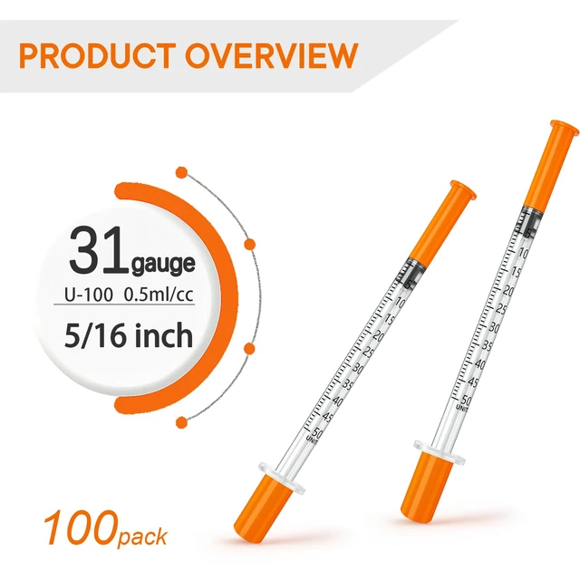 Alt view image 5 of 7 - 0.5 ml syringe with needle, 31 gauge 5/16 inch,Individually Packed, PACK 100
