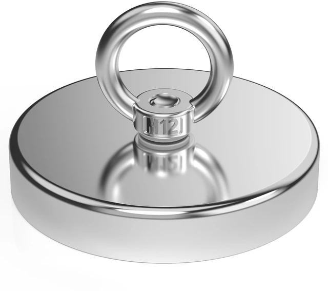 Main image of Fishing Magnet 4.72" Diameter Over 1700 Lbs Pulling Force Strong Neodymium Magnet Heavy Duty, Rare Earth Magnets with Eyebolt for Magnetic Fishing, Hunting, Retrieving in River