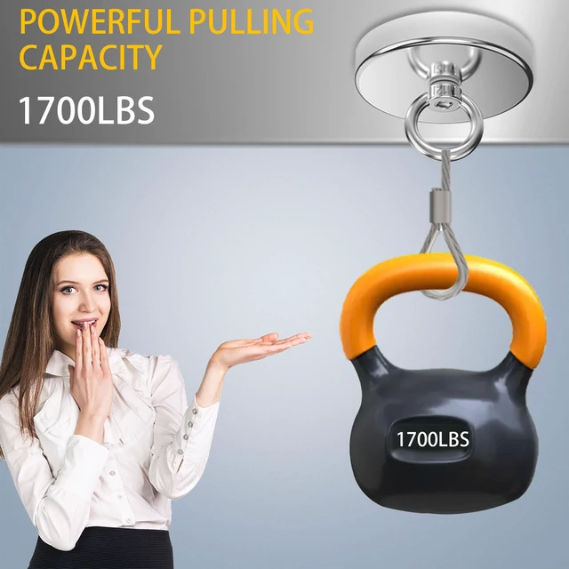 Alt view image 6 of 6 - Fishing Magnet 4.72" Diameter Over 1700 Lbs Pulling Force Strong Neodymium Magnet Heavy Duty, Rare Earth Magnets with Eyebolt for Magnetic Fishing, Hunting, Retrieving in River