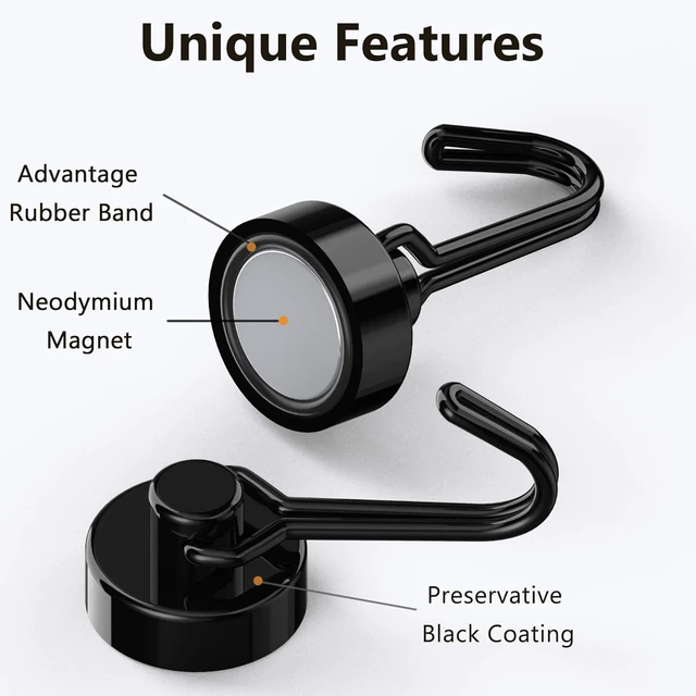 Alt view image 2 of 6 - Magnetic Hooks, Neodymium Magnets Hook Heavy Duty 30LBS with Rust Proof for Fridge, Refrigerator, Oven, Grill, BBQ, Key, Tools Holder, Utensil, Kitchen, Outdoor, Magnet for Hanging Wreaths