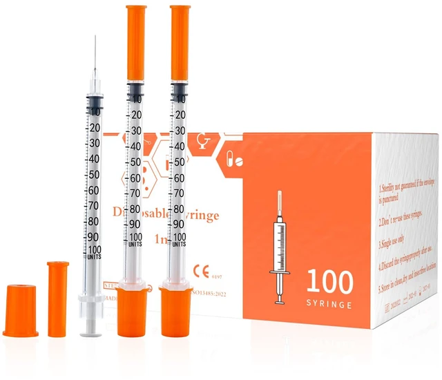 Main image of 29 Gauge 1cc 5/16 inch Syringe U 100 1ml Syringe with Needle 100Pack Disposable Lab Dispensing Supplies