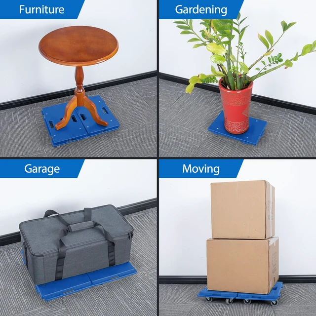 Alt view image 6 of 7 - 2 Pack Furniture Dolly 4 Wheels Upgraded Dollies Connectable with 4 Wheels Small Flat Dolly Cart with 500 LBS Capacity for Heavy Appliance, Blue