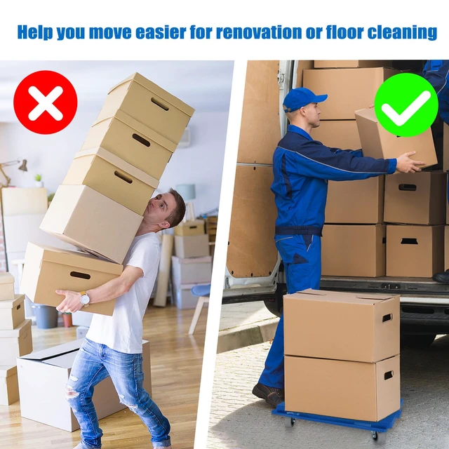 Alt view image 7 of 7 - 2 Pack Furniture Dolly 4 Wheels Upgraded Dollies Connectable with 4 Wheels Small Flat Dolly Cart with 500 LBS Capacity for Heavy Appliance, Blue