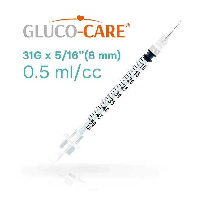 Alt view image 2 of 7 - 0.5 ml/cc Syringes 31G x 5/16 (8mm), Orange Cap, Box of 50 pcs Fine Tip, Home & Lab Use, Clear Barrel, Bold Scale, Smooth Plunger Movement with back-end stopper, Leak-Proof Design