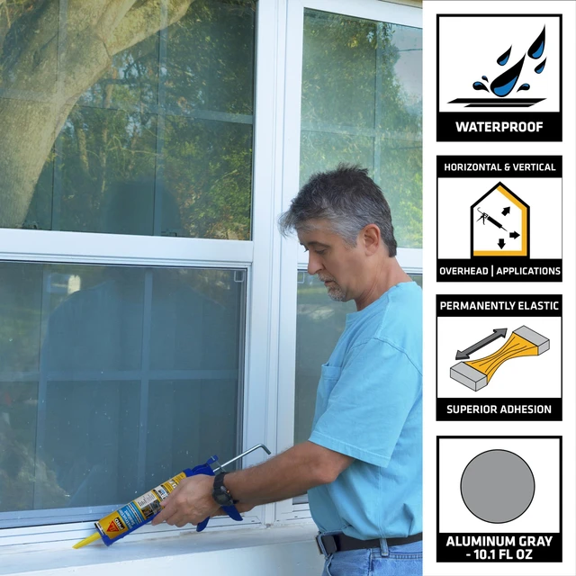 Alt view image 3 of 6 - flex Construction Sealant - Aluminum Gray, Paintable Polyurethane, All-Purpose for Sealing Joints & Gaps, 10.1 fl. oz Cartridge - Weatherproof, Durable, Self-Leveling, Non-Corrosive