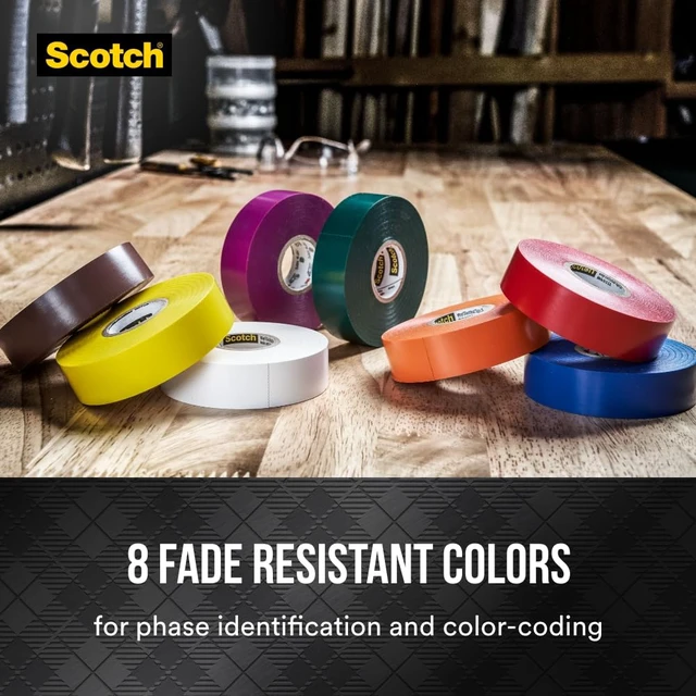 Alt view image 6 of 7 - Vinyl 35 Electrical Tape, 5 Rolls, Multi-Color Pack, Ideal for Cable Jacket Repair & Electrical Insulation, Premium Vinyl Material, Indoor & Outdoor Use, High Adhesion (10457DC), 4-Pack