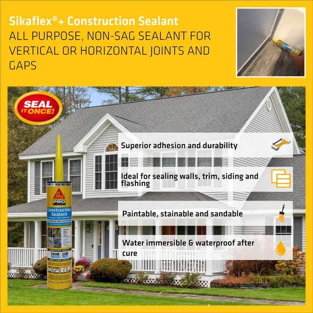 Alt view image 4 of 6 - flex Construction Sealant - Aluminum Gray, Paintable Polyurethane, All-Purpose for Sealing Joints & Gaps, 10.1 fl. oz Cartridge - Weatherproof, Durable, Self-Leveling, Non-Corrosive
