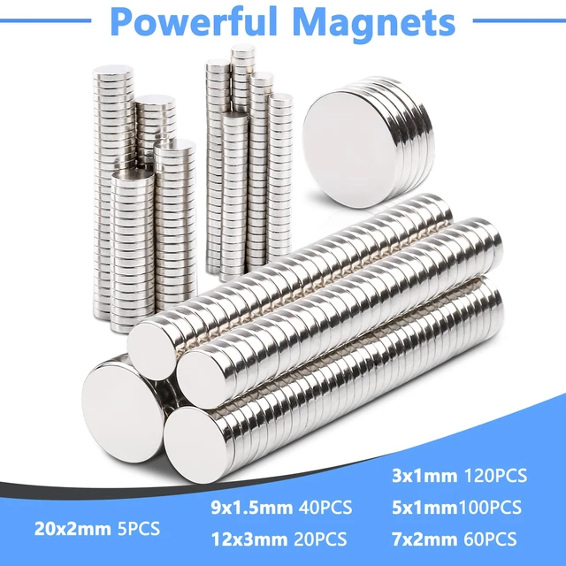 Alt view image 2 of 7 - 345PCS Strong Neodymium Disc Magnets, 6 Different Sizes,Rare Earth Magnets Heavy Duty Round Small Tiny Magnet for Crafts,Refrigerator Magnet for Office School Whiteboard Kitchen