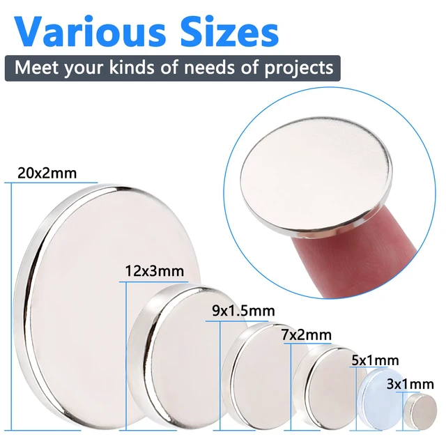 Alt view image 4 of 7 - 345PCS Strong Neodymium Disc Magnets, 6 Different Sizes,Rare Earth Magnets Heavy Duty Round Small Tiny Magnet for Crafts,Refrigerator Magnet for Office School Whiteboard Kitchen