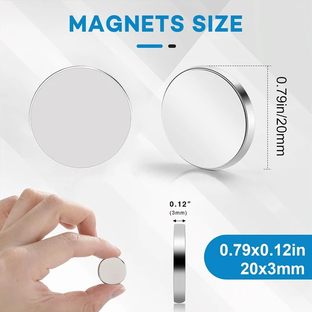 Alt view image 2 of 7 - 50 Pcs Small Magnets, 20x3mm Rare Earth Magnet Neodymium Disc Magnets for Crafts, DIY, Office, Dry Erase Board, STEM Measurement Kit