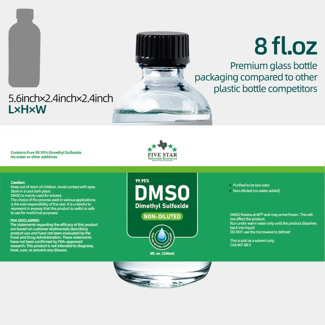 Alt view image 6 of 7 - DMSO Liquid 99.95% Pure Dimethyl Sulfoxide, 8 oz,with Dropper Glass Bottle 99.95% Ultra High Purity DMSO Liquid,Undiluted,Nearly Odorless Formula,Large Size Clear Glass Bottle with Precision Dropper