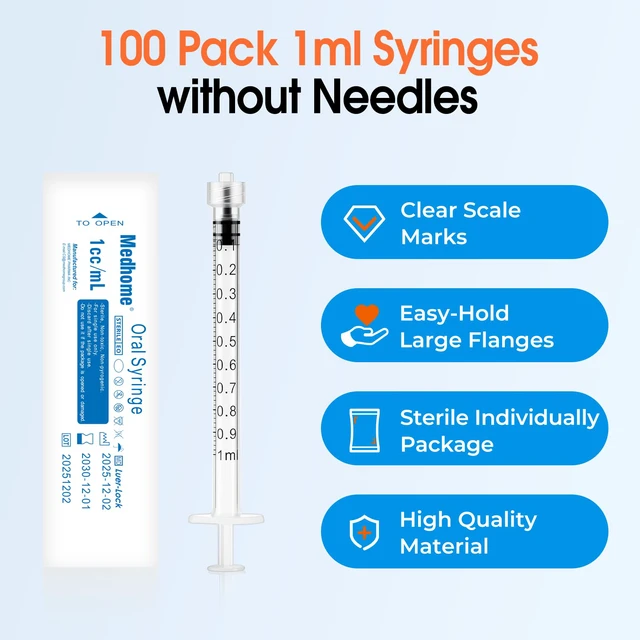 Alt view image 3 of 5 - 100 Pack 1mL Luer Lock Syringe (No Needle), Sterile & Individually Wrapped, Professional, Industrial & Personal Use