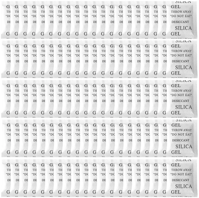 Main image of 100PCS 5 Gram Premium Silica Gel Packets, Desiccant Packs for Storage, Moisture Absorbers, Humidity Dry Bags, Rechargeable Transparent Silicone Dessicants Dehumidifier for Electronics, Shoes, Jewelry