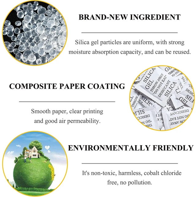 Alt view image 3 of 7 - 100PCS 5 Gram Premium Silica Gel Packets, Desiccant Packs for Storage, Moisture Absorbers, Humidity Dry Bags, Rechargeable Transparent Silicone Dessicants Dehumidifier for Electronics, Shoes, Jewelry