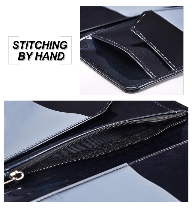 Alt view image 6 of 7 - Server Books for Waitress - Glitter Leather Waiter Book Server Wallet with Zipper Pocket, Cute Waitress Book&Waitstaff Organizer with Money Pocket Fit Server Apron (Glitter Black)