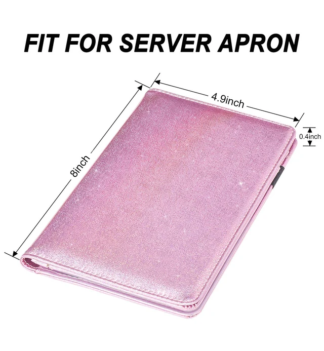 Alt view image 3 of 7 - Server Books for Waitress - Glitter Leather Waiter Book Server Wallet with Zipper Pocket, Cute Waitress Book&Waitstaff Organizer with Money Pocket Fit Server Apron (Glitter Rose Gold)