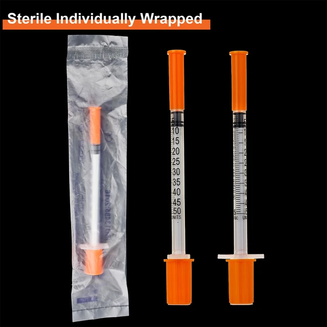 Alt view image 4 of 6 - 100 Pack U-100 0.5ML with 31 Ga 1/4 Inch,Individually Sealed,1/2 milliliters