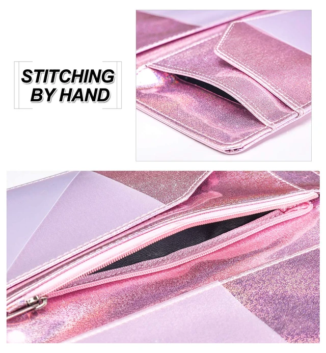 Alt view image 6 of 7 - Server Books for Waitress - Glitter Leather Waiter Book Server Wallet with Zipper Pocket, Cute Waitress Book&Waitstaff Organizer with Money Pocket Fit Server Apron (Glitter Rose Gold)
