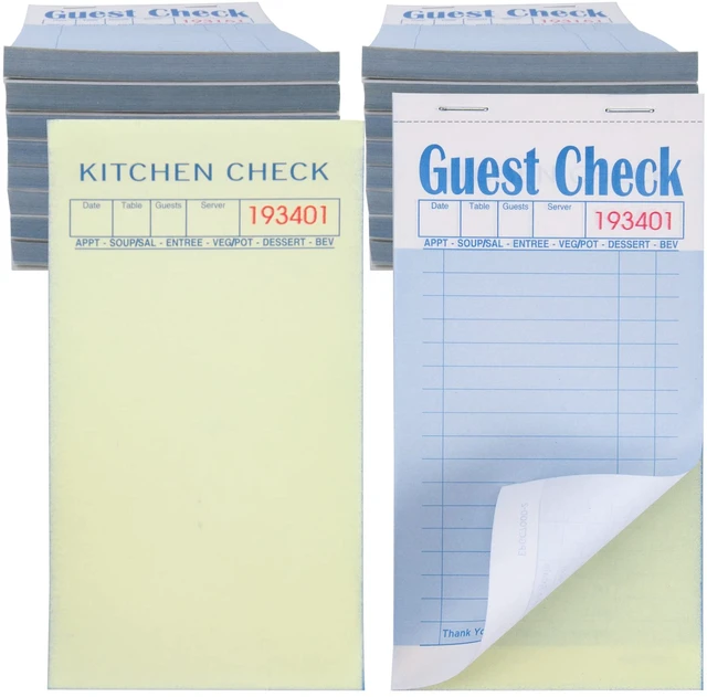 Main image of Guest Check Books 3.5" x 6.7", 1000 Duplicates Server Note Pads Waitress Order Books with Copy Paper for Restaurants(20 Books)