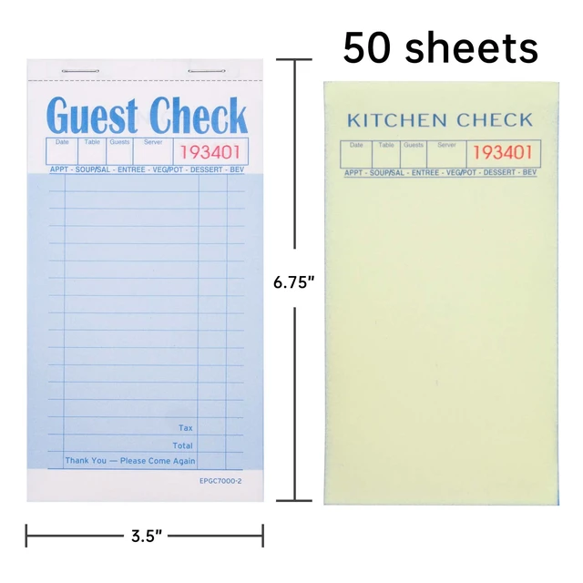 Alt view image 2 of 7 - Guest Check Books 3.5" x 6.7", 1000 Duplicates Server Note Pads Waitress Order Books with Copy Paper for Restaurants(20 Books)